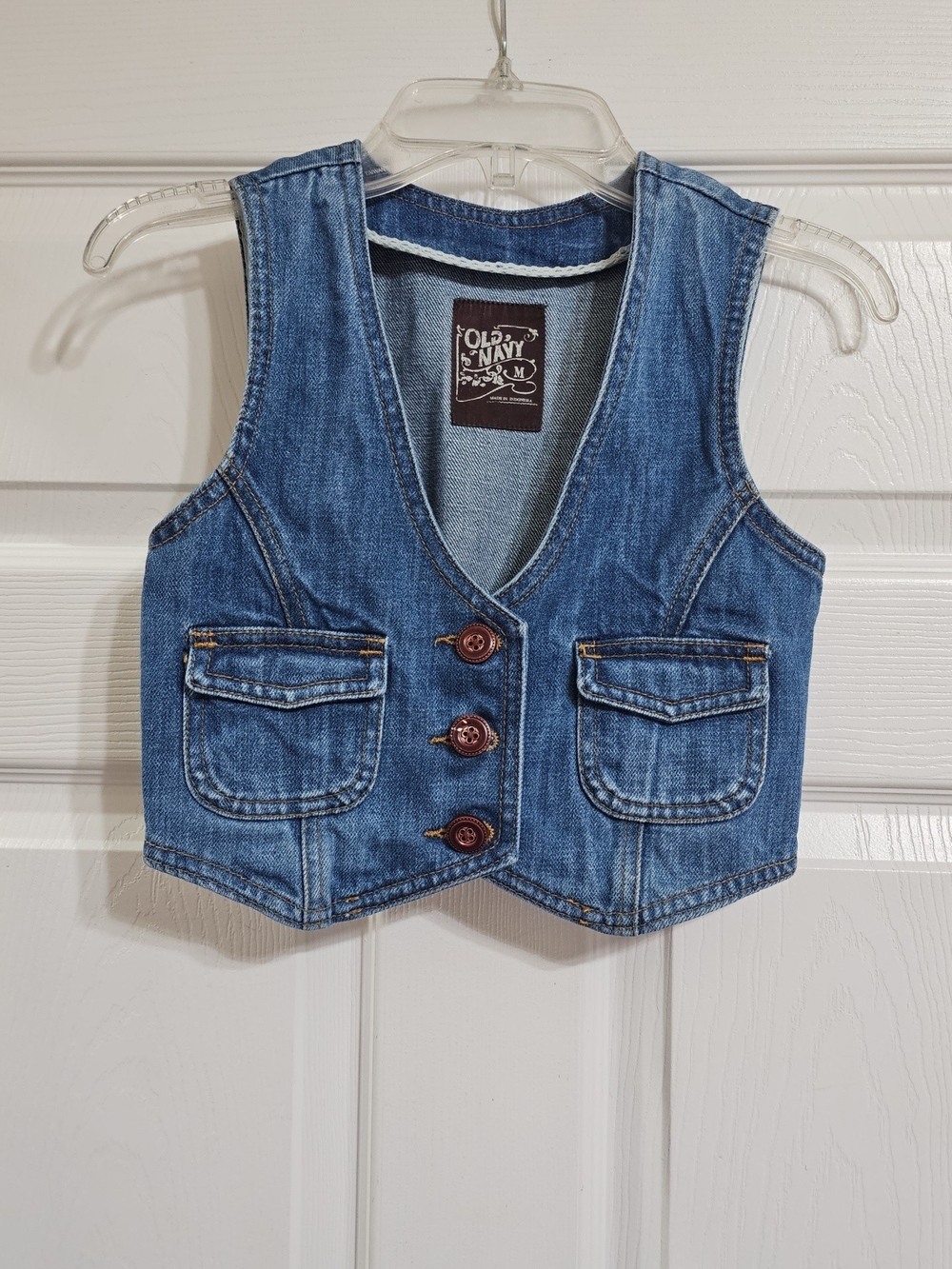 Old Navy Girls Blue Denim Button Vest